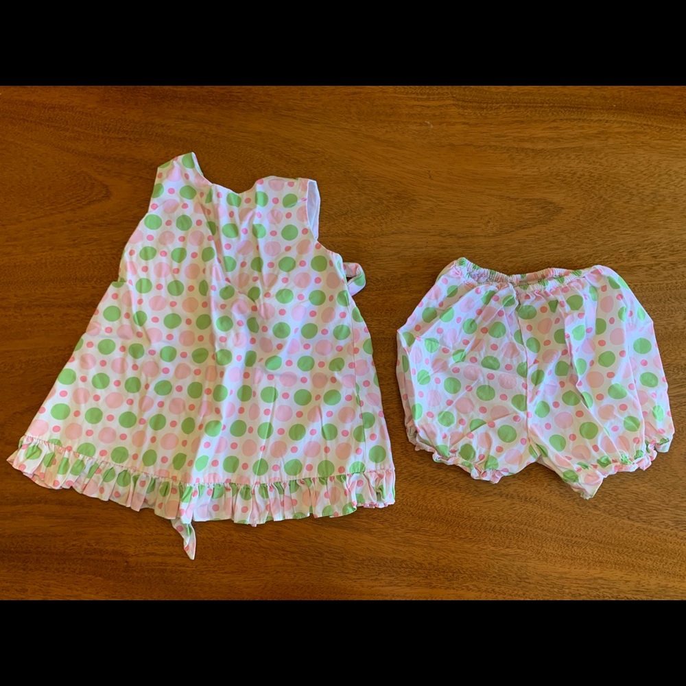 Orient Expressed Pink and Green Polka Dot Matching Set